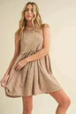 Round Neck Mini Tank Dress – Versatile Ruched Casual Wear