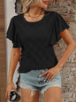 Eyelet Flutter Sleeve Top - Round Neck & Stylish Women's Top