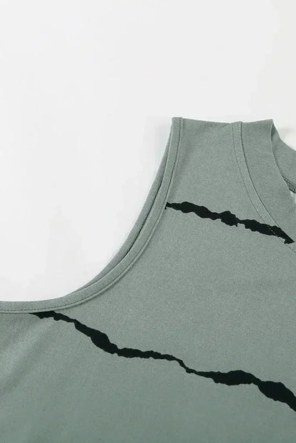 Apricot Allover Leopard Print Round Neck Tank Top