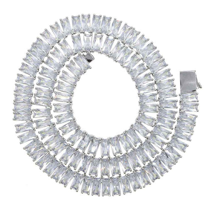 Men's Hip-Hop Zirconia Necklace in Copper Alloy Rectangular Design