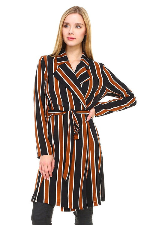 Striped Long Sleeve Belted Jacket | Apparel | Kitchen + Metal