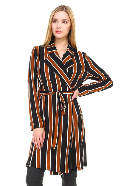 Striped Long Sleeve Belted Jacket | Apparel | Kitchen + Metal
