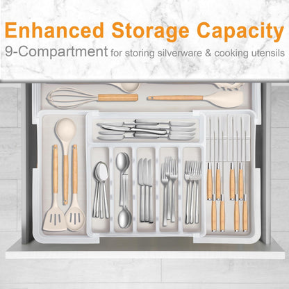 1pc Expandable Silverware Organizer with 2 Knife Blocks - BPA-Free