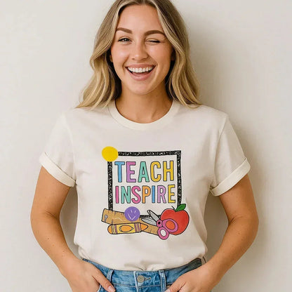 Teach Inspire Graphic T-Shirt, Teachers, Education