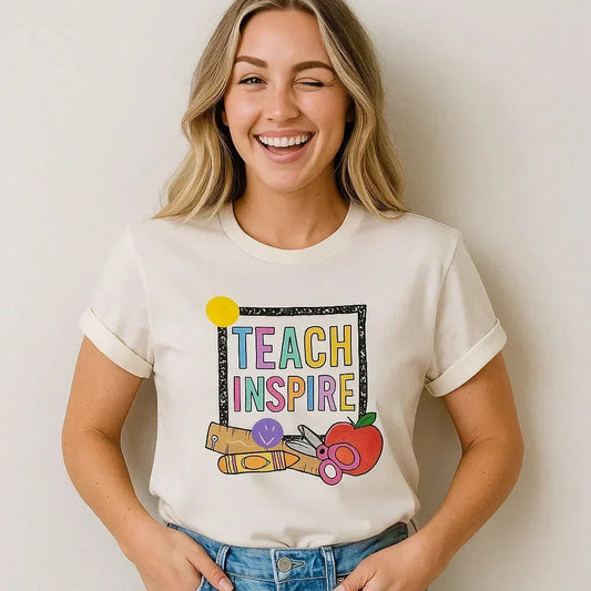 Teach Inspire Graphic T-Shirt, Teachers, Education