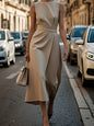 Round Neck Sleeveless Midi Sheath Dress