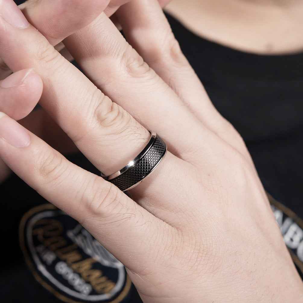 European And American Black Titanium Steel Ring for Men