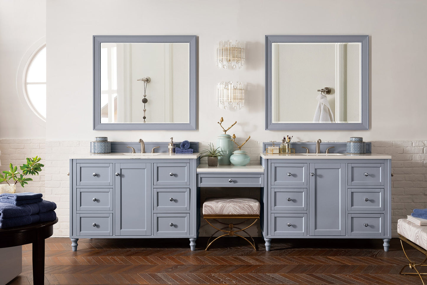 Copper Cove Encore 122" Double Vanity Set, Silver Gray