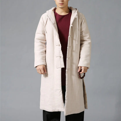 Ethnic Style Cotton Linen Hooded Thick Jacket