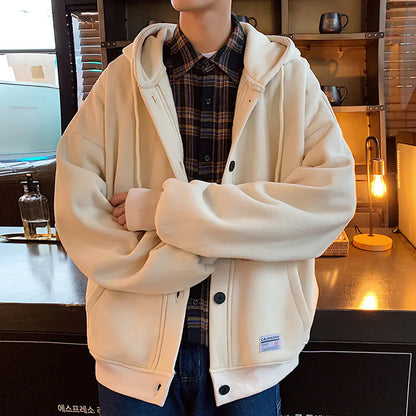 Men's Casual Hooded Jacket - Loose Baseball Coat