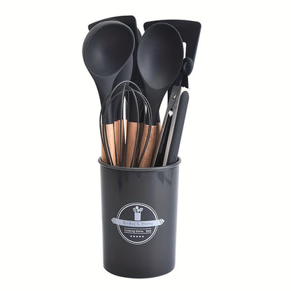 12Piece Grey Silicone Kitchen Utensil Set with Holder | Kitchen Accessories | Kitchen + Metal