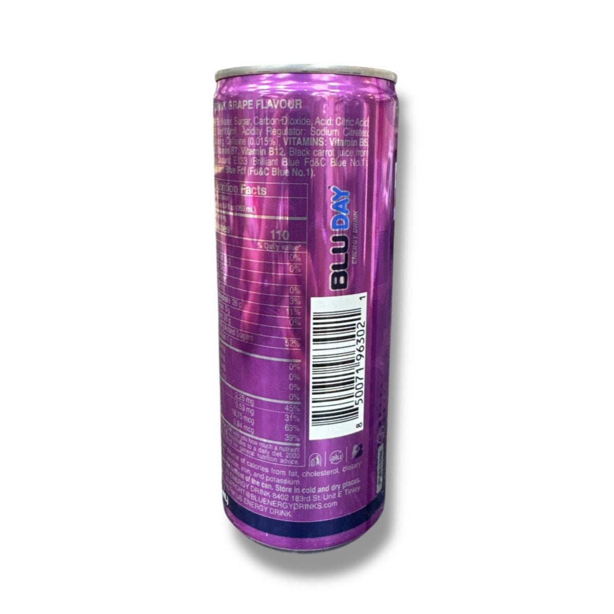 Blu Day Grape Flavor Energy Drink – Healthier Energy Drinks with B Vitamins for Instant Boost