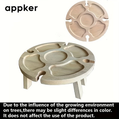 Appker Round Folding Wooden Serving Tray with Legs