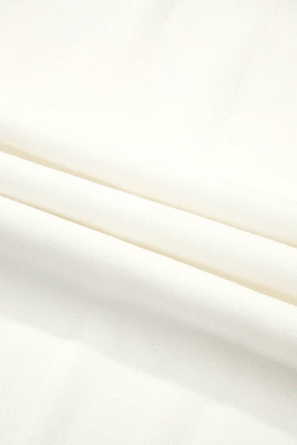 White Solid Pleated Loose Wide Leg Pants