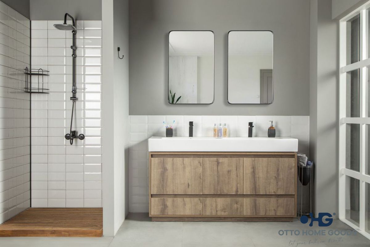 Romina 60" Messina Double Bathroom Vanity with Porcelain Top