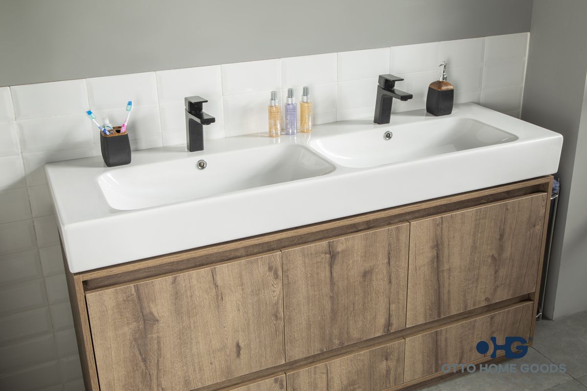 Romina 60" Messina Double Bathroom Vanity with Porcelain Top