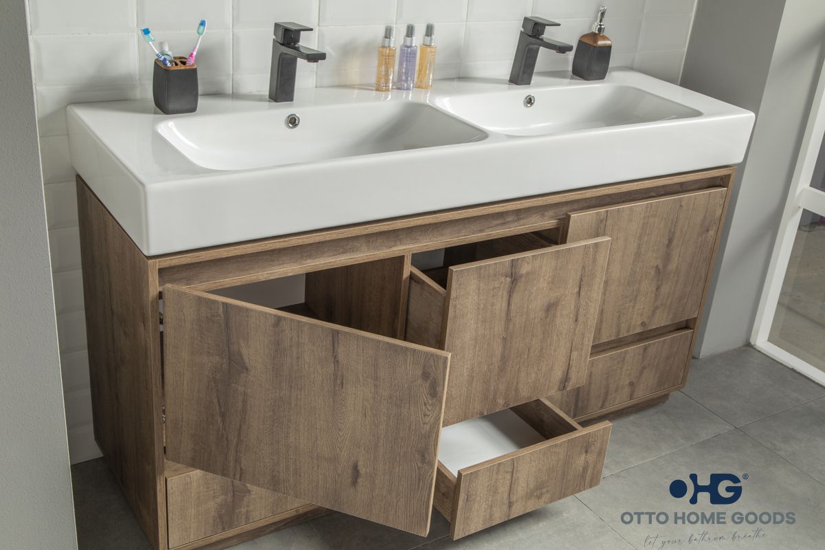 Romina 60" Messina Double Bathroom Vanity with Porcelain Top