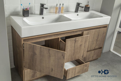 Romina 60" Messina Double Bathroom Vanity with Porcelain Top