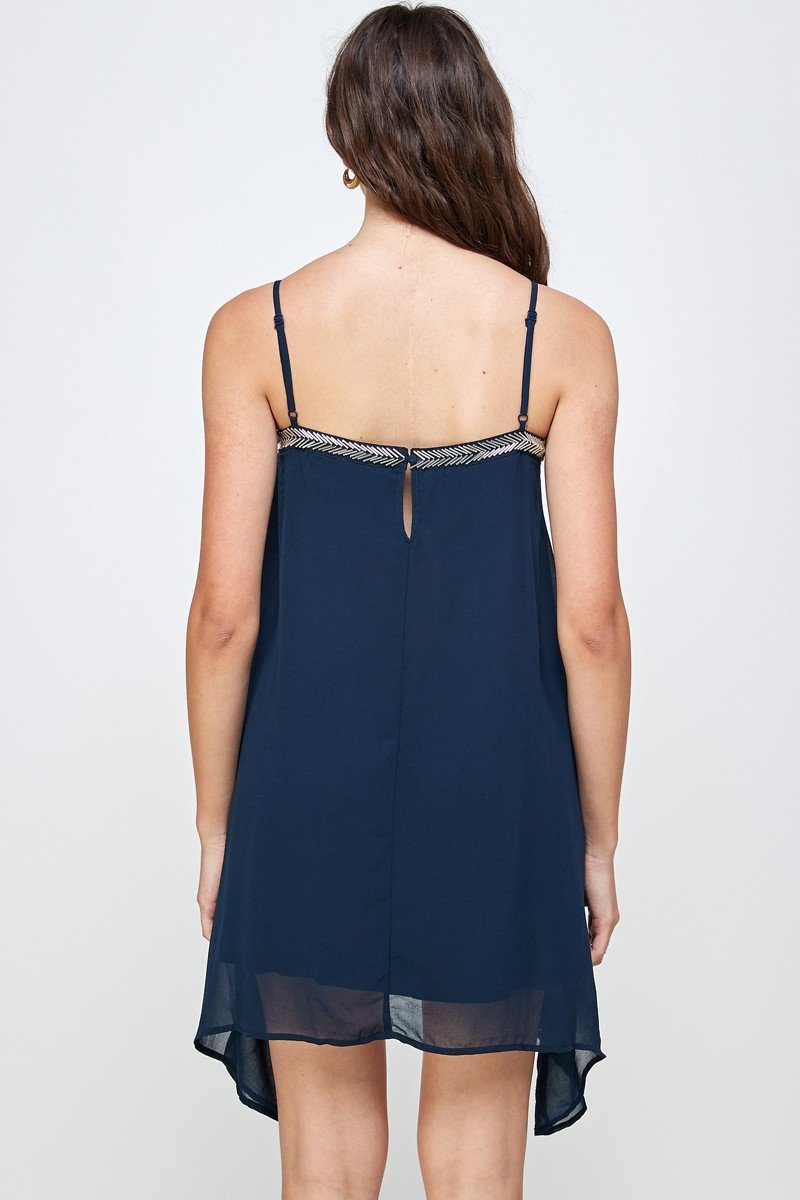Flowy Sleeveless Mini Dress with Metallic Accents | Apparel | Kitchen + Metal