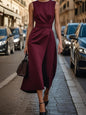 Round Neck Sleeveless Midi Sheath Dress