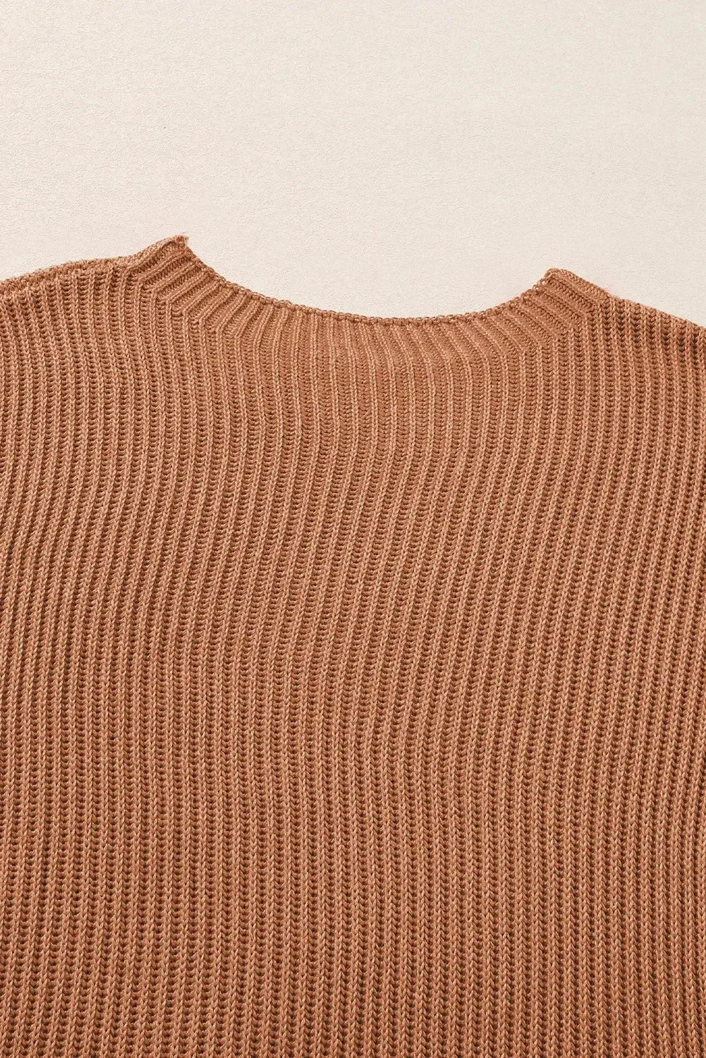 Rose Red Side Slit Short Sleeve Oversized Sweater
