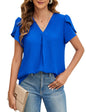 Polyester Blouses - Women's V-Neck Blouse Short Sleeve Business Casual Work Shirt Summer Top