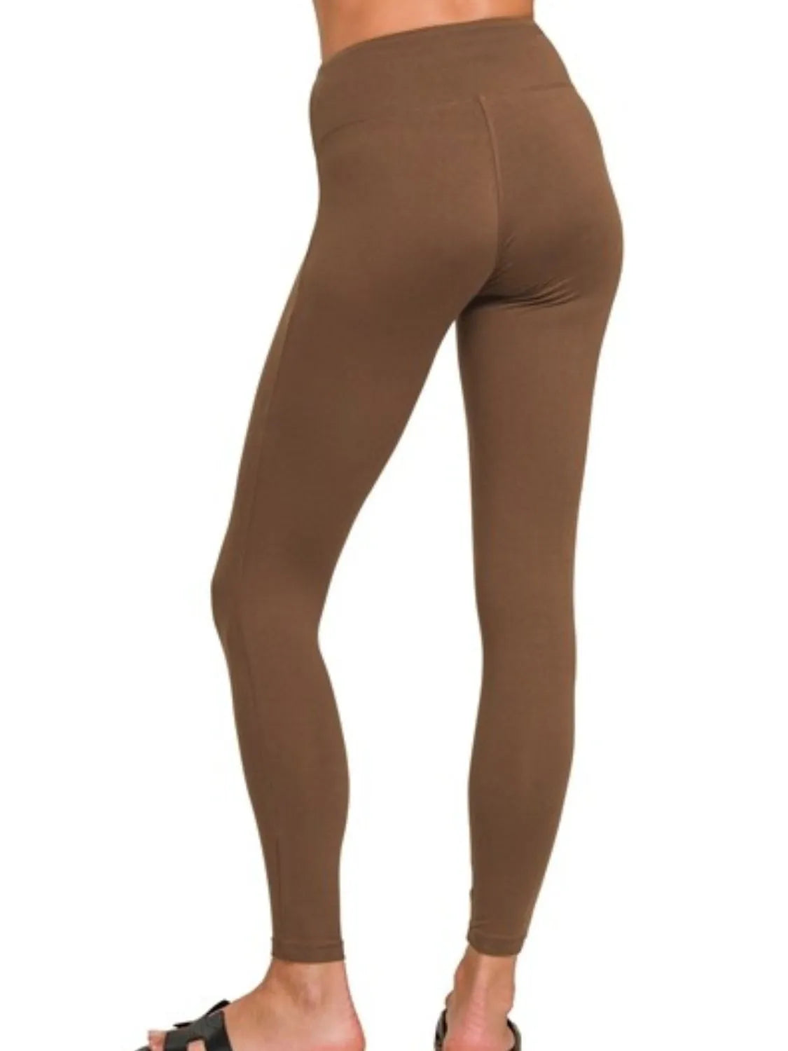 Zenana Microfiber Waistband Leggings in Brown