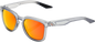 100% Hudson Sunglasses - Crystal Gray - Red Mirror 61028-255-43