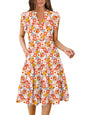 Blue Casual Dresses - Women's Summer Midi Dress - Ruffle Sleeve V-Neck Boho Beach Dress
