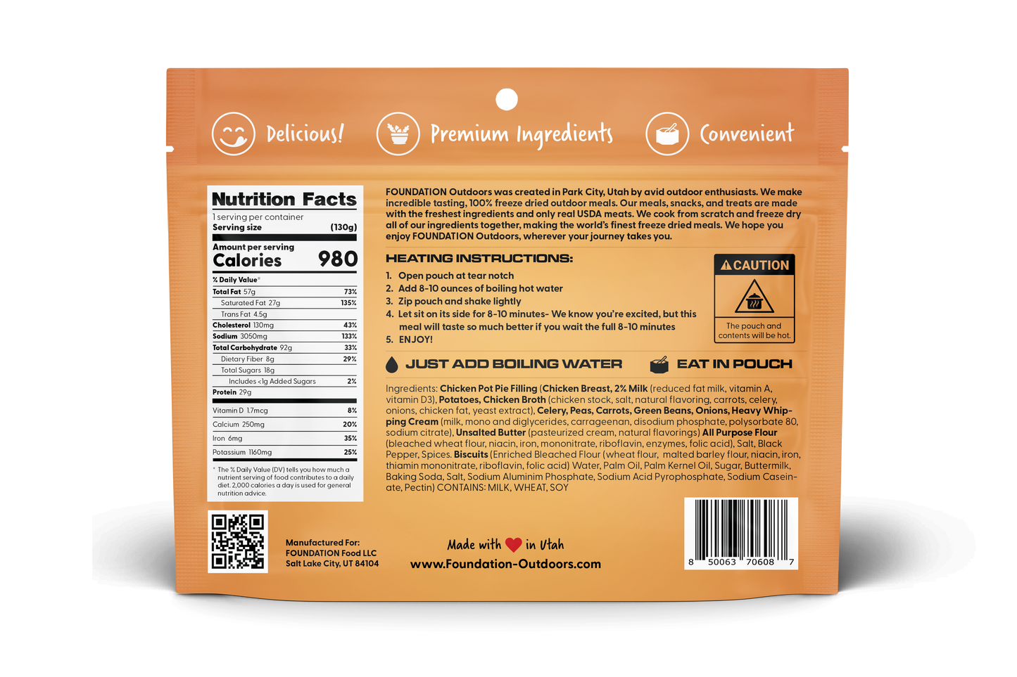 FOUNDATION Outdoors Chicken Pot Pie Meal