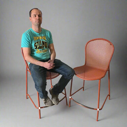 EMU (2 PACK) Steel Ronda Barstool by Designer Aldo Ciabatti 21"x25"x46" Orange