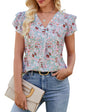 Polyester Blouses - Women's V-Neck Blouse Short Sleeve Business Casual Work Shirt Summer Top