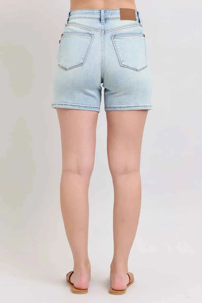 Judy Blue Plus Size Denim Shorts with Pockets - Full Size 2 Button Design
