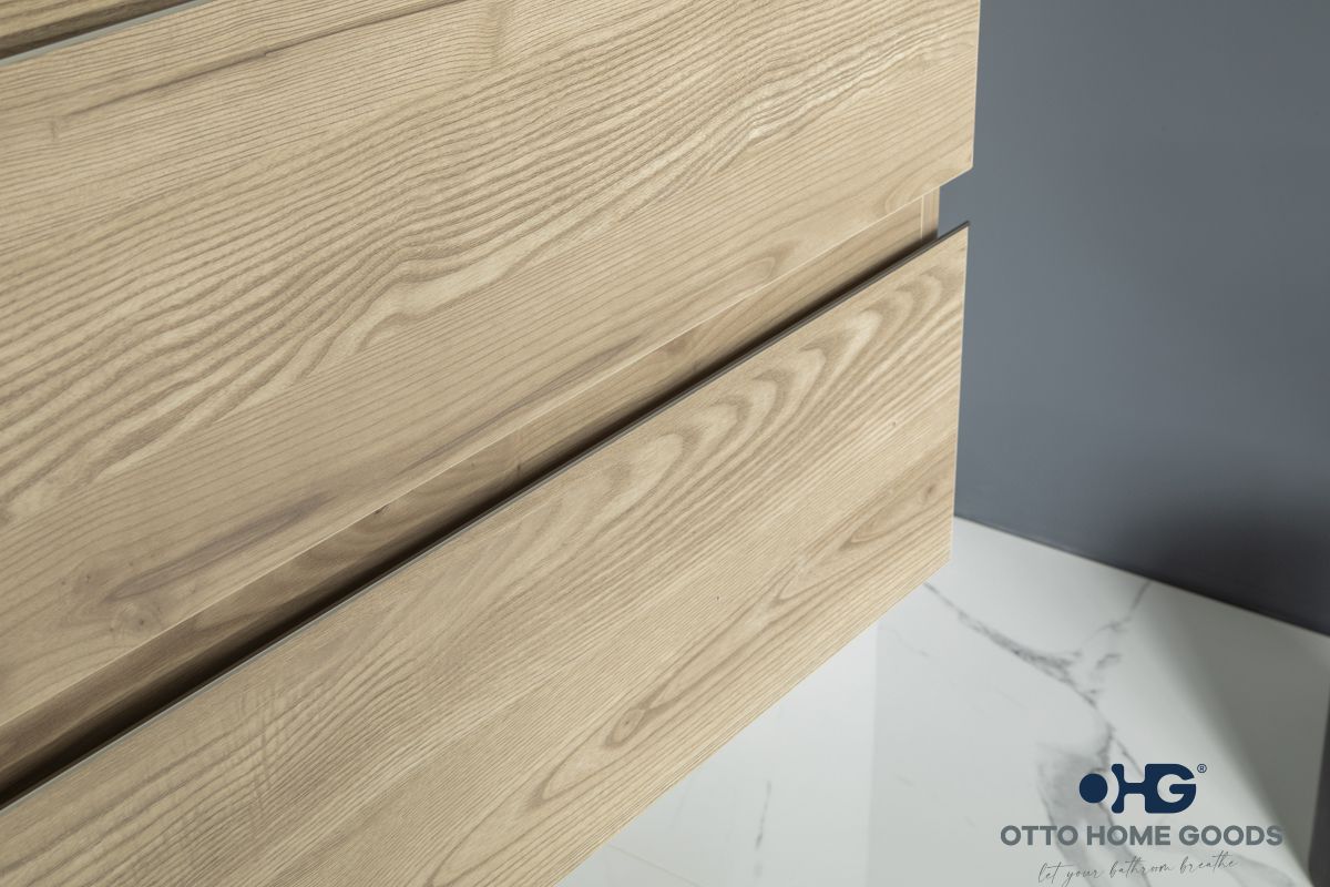 Simena 30" Oak Floating Bathroom Vanity with Porcelain Top
