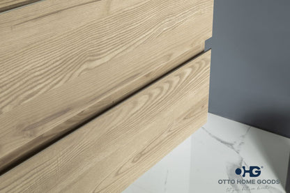 Simena 30" Oak Floating Bathroom Vanity with Porcelain Top