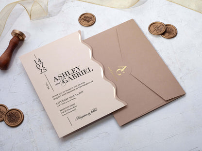 Beige Wedding Invitations | Special Cut