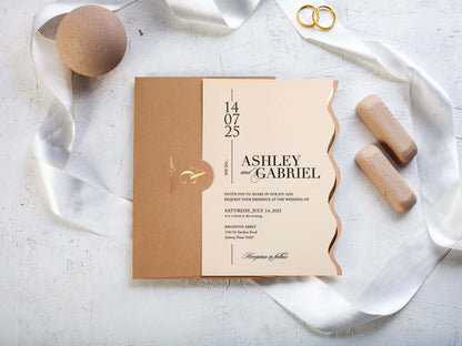 Beige Wedding Invitations | Special Cut