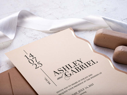 Beige Wedding Invitations | Special Cut
