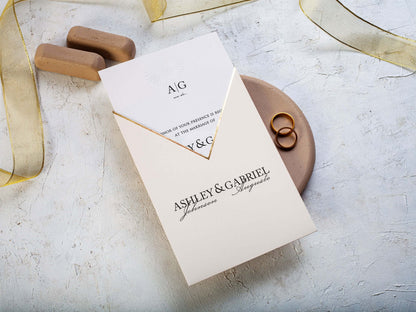 Blush Pink and Gold Minimalist Wedding Invitations