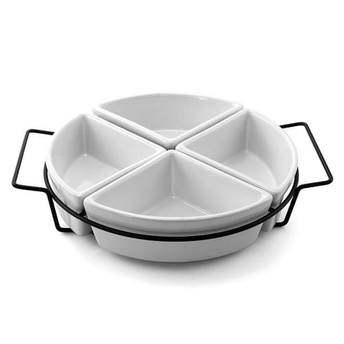 Gibson Gracious Fine Ceramic Dining Four Section Tray Set with Metal | Kitchen [Metal] | Kitchen + Metal
