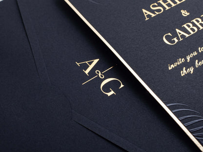 Black Wedding Invitations | Black and Gold Foil Detailed