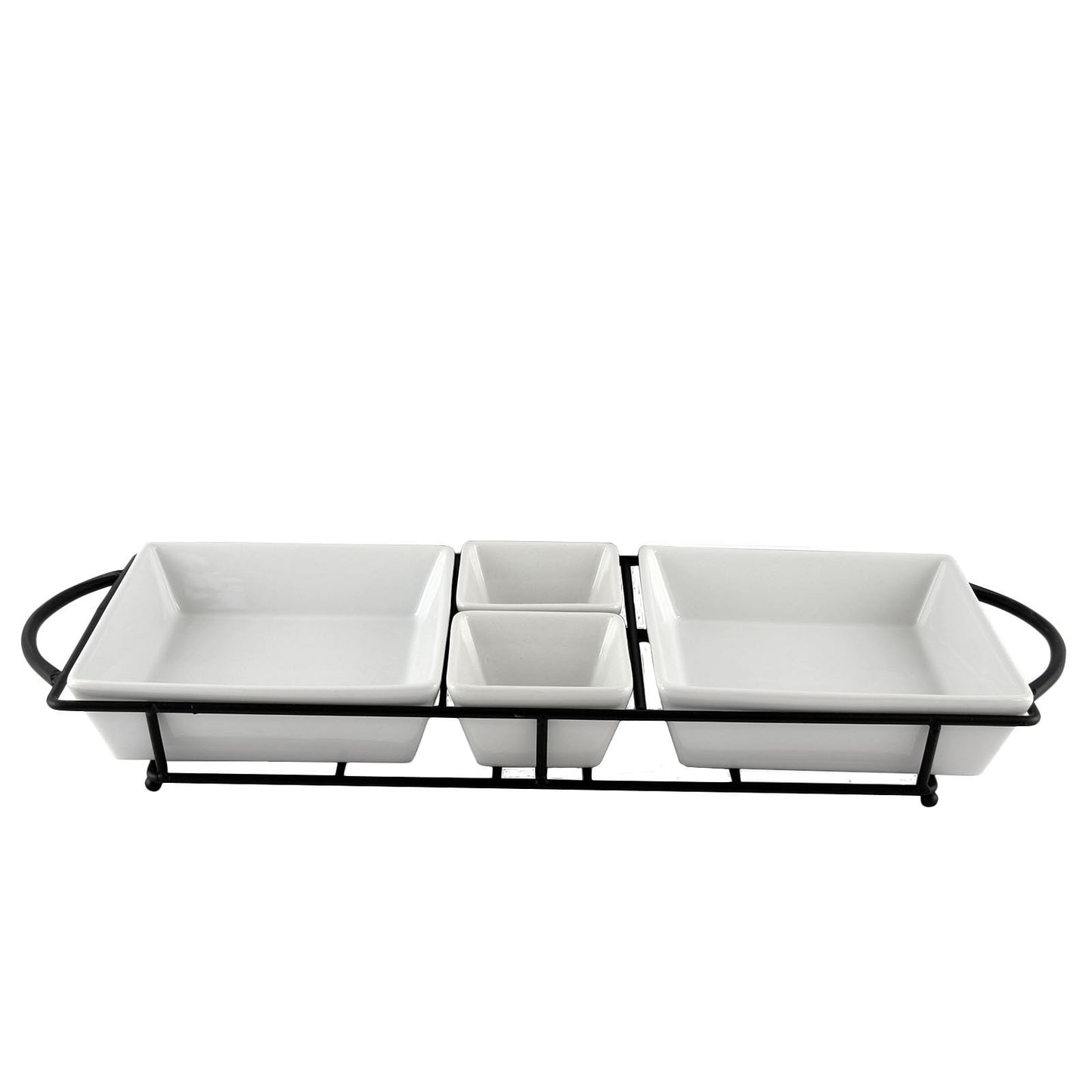 Gibson Gracious Dining 5 Piece Serving Set With Metal Rack in White | Kitchen [Metal] | Kitchen + Metal