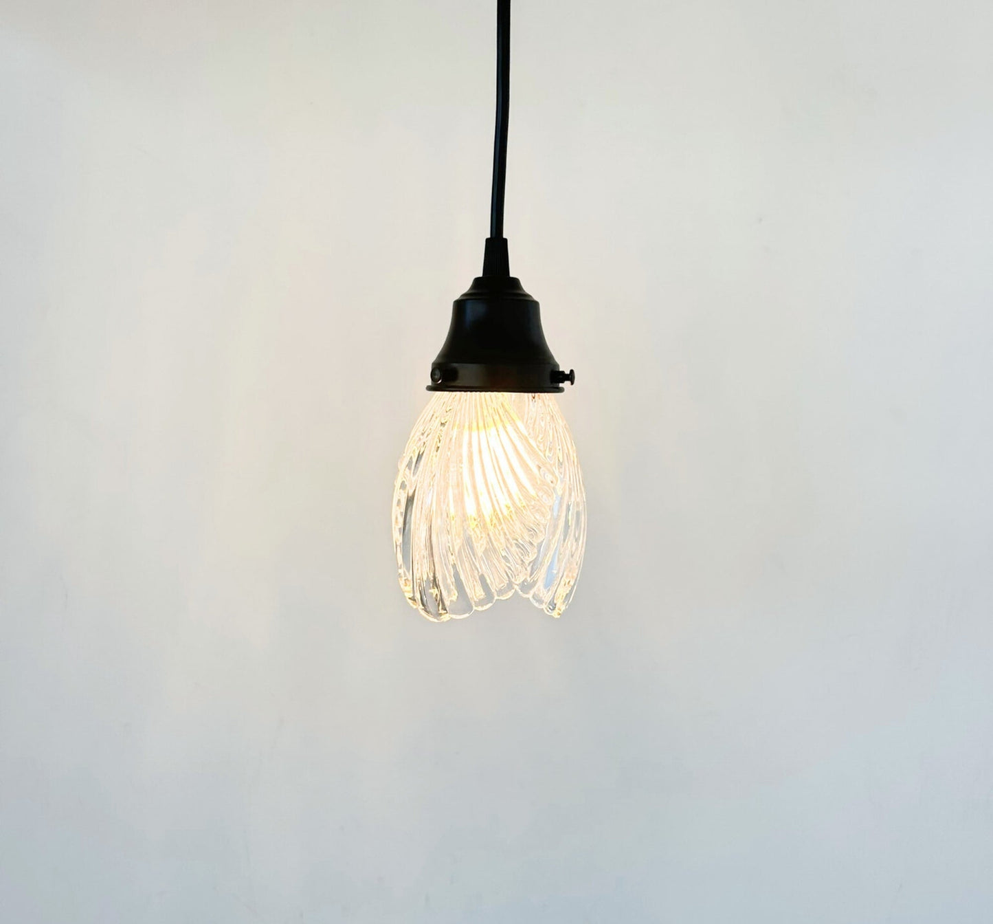 Clear Swirl Ribbed Heavy Vintage Pendant