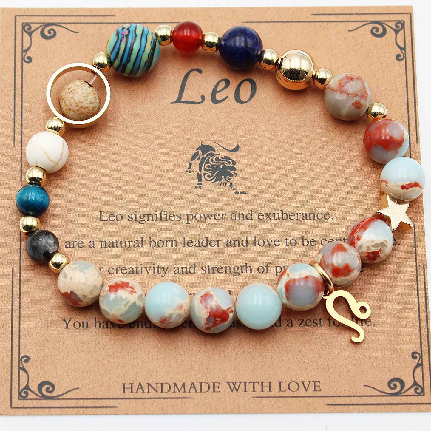 Twelve Constellations Bracelets - Natural Stone Beaded Bracelets with Eight Planet Designs