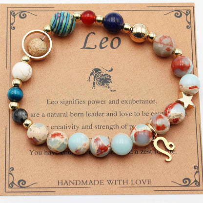 Twelve Constellations Bracelets - Natural Stone Beaded Bracelets with Eight Planet Designs
