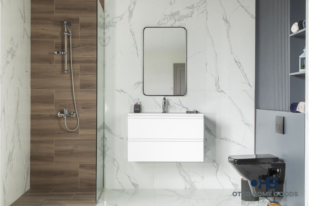 Simena 30" White Floating Bathroom Vanity with Porcelain Top