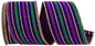 2.5"X10 YARDS VELVET STRIPE MARDI GRAS WIRED EDGE MULTI