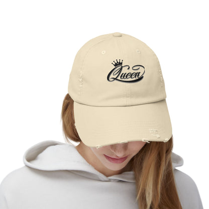 Distressed Queen Cap - Vintage Style Unisex Baseball Hat, Hip Hop Headgear & Streetwear Fashion Accessory
