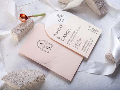 Modern Arch Shape Wedding Invitation with Pink Envelope