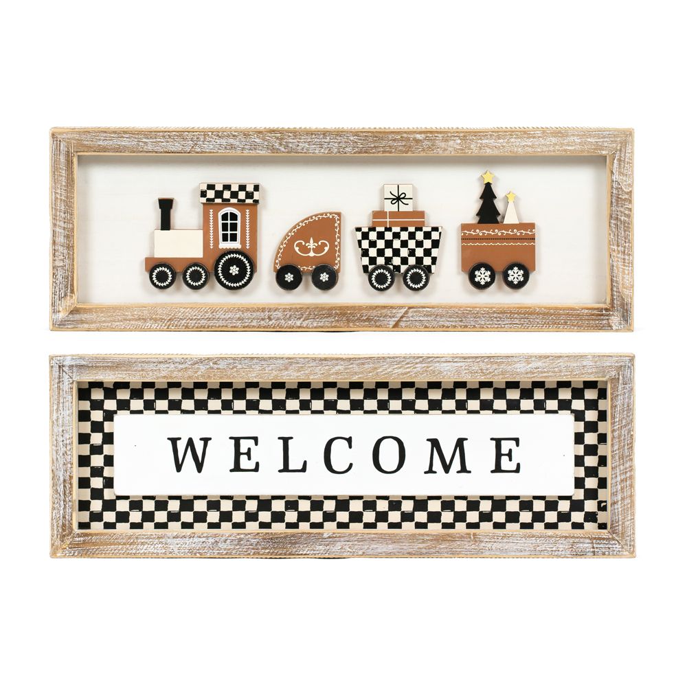 17x6 Reversible Wood Frame Sign (TRAIN/WELCOME)